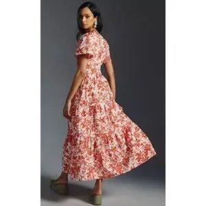 Anthro Somerset Floral Red and White Maxi Dress